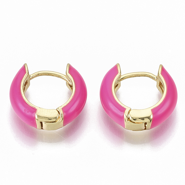 PandaHall Brass Huggie Hoop Earrings, with Enamel, Real 18K Gold Plated, Deep Pink, 14x15x5mm, Pin: 1x1mm Brass Pink
PandaHall Brass Huggie Hoop Earrings, with Enamel, Real 18K Gold Plated, Deep Pink, 14x15x5mm, Pin: 1x1mm Brass Pink