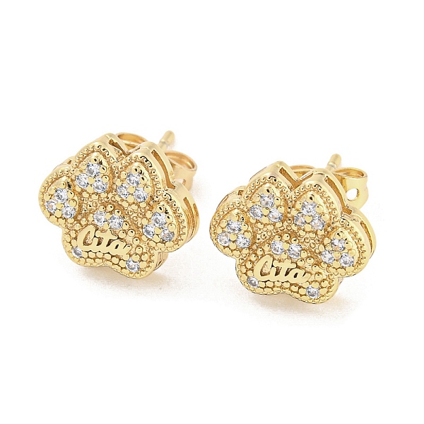 PandaHall Brass Micro Pave Cubic Zirconia Stud Earrings, Paw Print with Word, Real 18K Gold Plated, 10.5x12.5mm Cubic Zirconia Paw Print
PandaHall Brass Micro Pave Cubic Zirconia Stud Earrings, Paw Print with Word, Real 18K Gold Plated, 10.5x12.5mm Cubic Zirconia Paw Print