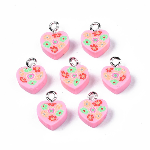 PandaHall Handmade Polymer Clay Charms, with Platinum Plated Iron Loop, Heart with Flower, Pink, 11~12.5x9.5~10x4~5mm, Hole: 1.8mm Polymer...
PandaHall Handmade Polymer Clay Charms, with Platinum Plated Iron Loop, Heart with Flower, Pink, 11~12.5x9.5~10x4~5mm, Hole: 1.8mm Polymer...