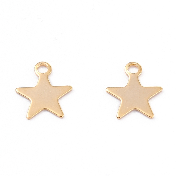 PandaHall 201 Stainless Steel Charms, Laser Cut, Star, Real 18K Gold Plated, 11x10x0.6mm, Hole: 1.6mm 201 Stainless Steel Star
PandaHall 201 Stainless Steel Charms, Laser Cut, Star, Real 18K Gold Plated, 11x10x0.6mm, Hole: 1.6mm 201 Stainless Steel Star