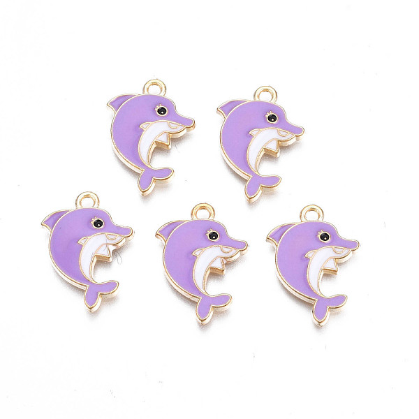 PandaHall Alloy Enamel Pendants, Cadmium Free & Nickel Free & Lead Free, Light Gold, Dolphin, Medium Orchid, 21x15x2mm, Hole: 1.8mm...
PandaHall Alloy Enamel Pendants, Cadmium Free & Nickel Free & Lead Free, Light Gold, Dolphin, Medium Orchid, 21x15x2mm, Hole: 1.8mm...