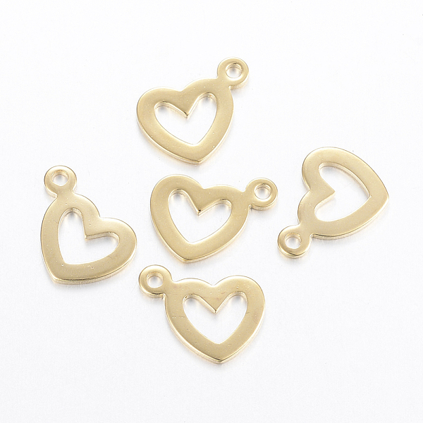 PandaHall 304 Stainless Steel Open Heart Charms, Hollow, Golden, 14.5x10.5x1mm, Hole: 1.5mm 304 Stainless Steel Heart
PandaHall 304 Stainless Steel Open Heart Charms, Hollow, Golden, 14.5x10.5x1mm, Hole: 1.5mm 304 Stainless Steel Heart