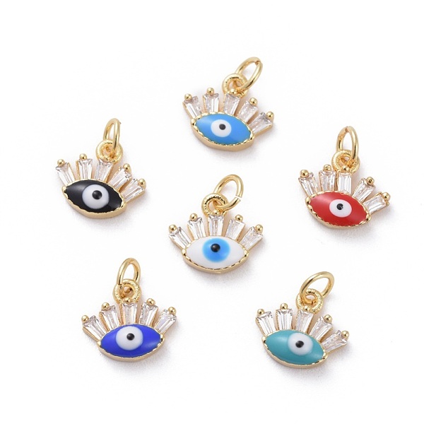 PandaHall Cubic Zirconia Charms, with Brass Findings and Enamel, Eye, Golden, Mixed Color, 8.5x9.5x3~3.5mm, Hole: 2.5mm Brass+Cubic..., Multicolor
PandaHall Cubic Zirconia Charms, with Brass Findings and Enamel, Eye, Golden, Mixed Color, 8.5x9.5x3~3.5mm, Hole: 2.5mm Brass+Cubic..., Multicolor
