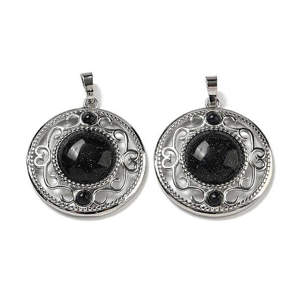 PandaHall Synthetic Blue Goldstone Pendants, Rack Plating Brass Hollow Flat Round Charms, Cadmium Free & Lead Free, Platinum, 36.5x33x9.5mm...
PandaHall Synthetic Blue Goldstone Pendants, Rack Plating Brass Hollow Flat Round Charms, Cadmium Free & Lead Free, Platinum, 36.5x33x9.5mm...