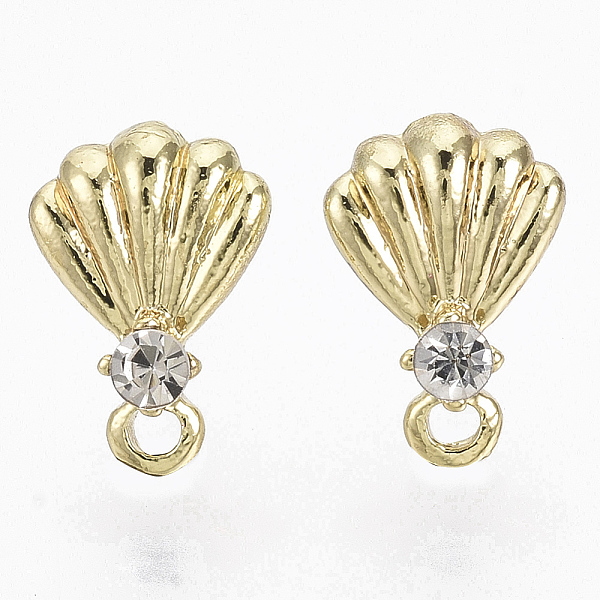 PandaHall Alloy Stud Earring Findings, with Loop, with Crystal Rhinestone and Cupronickel Pin, Shell Shape, Golden, 11x7.5mm, Hole: 1.4mm..., Gold
PandaHall Alloy Stud Earring Findings, with Loop, with Crystal Rhinestone and Cupronickel Pin, Shell Shape, Golden, 11x7.5mm, Hole: 1.4mm..., Gold
