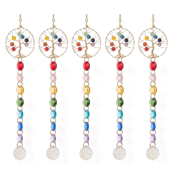 PandaHall Chakra Octagon Glass Beaded Pendant Decorations, Suncatchers, Rainbow Maker, with Gemstone, Clear Faceted Glass Pendants, Flat...
PandaHall Chakra Octagon Glass Beaded Pendant Decorations, Suncatchers, Rainbow Maker, with Gemstone, Clear Faceted Glass Pendants, Flat...