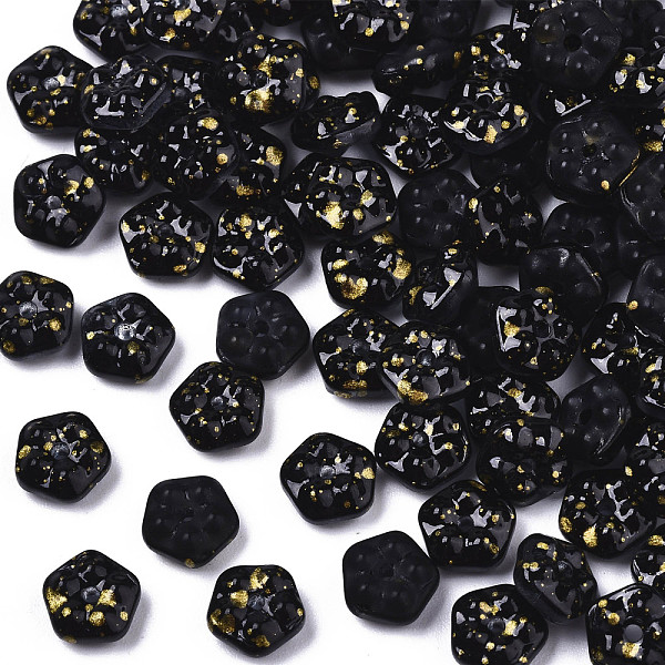 PandaHall Spray Painted Glass Beads, with Gold Foil, Flower, Black, 6x3mm, Hole: 0.9mm Glass Flower Black
PandaHall Spray Painted Glass Beads, with Gold Foil, Flower, Black, 6x3mm, Hole: 0.9mm Glass Flower Black