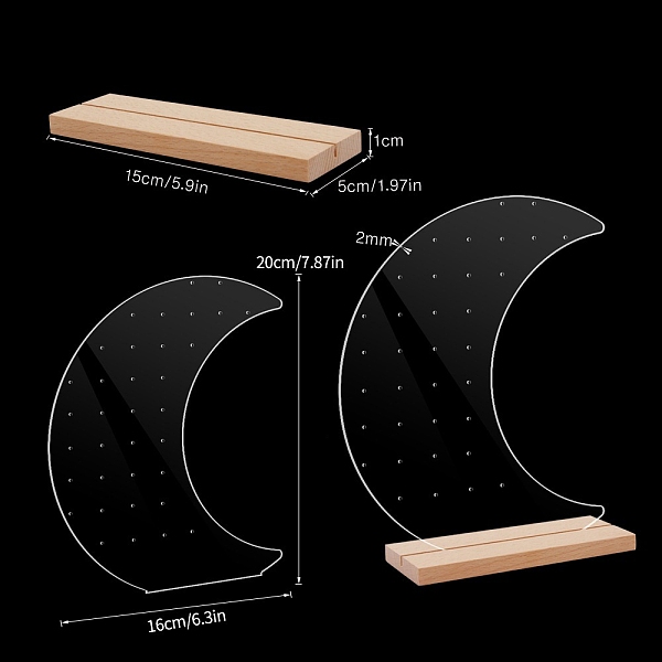 PandaHall Clear Acrylic Earring Jewelry Display Stands, Earring Organzier Holder with Wooden Base, Moon, 20x16x0.2cm Acrylic Moon Clear
PandaHall Clear Acrylic Earring Jewelry Display Stands, Earring Organzier Holder with Wooden Base, Moon, 20x16x0.2cm Acrylic Moon Clear