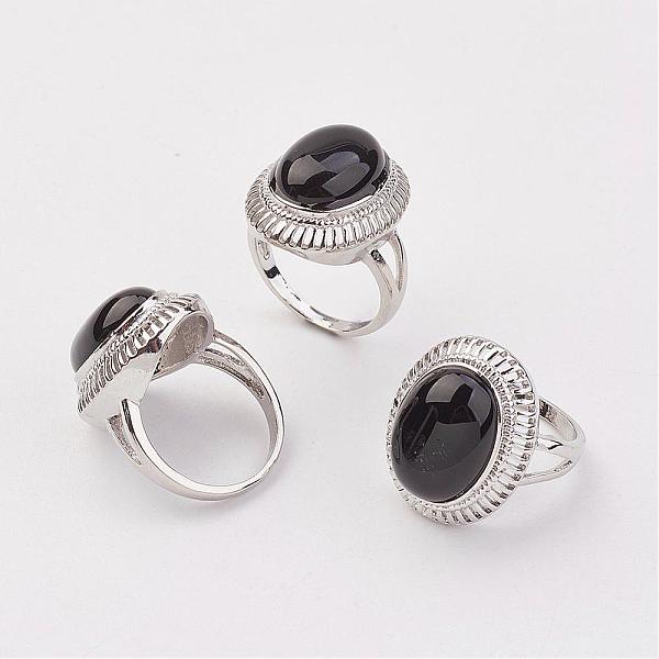 PandaHall Natural Black Agate Finger Rings, with Brass Ring Finding, Platinum, Oval, Size 8, 18mm Black Agate
PandaHall Natural Black Agate Finger Rings, with Brass Ring Finding, Platinum, Oval, Size 8, 18mm Black Agate