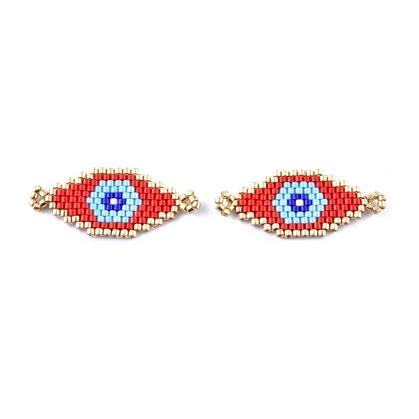 PandaHall Handmade Seed Beads Links Connectors, with Elastic Thread, Loom Pattern, Eye, Red, 15x38x2mm, Hole: 2.5~3mm Glass Eye Red
PandaHall Handmade Seed Beads Links Connectors, with Elastic Thread, Loom Pattern, Eye, Red, 15x38x2mm, Hole: 2.5~3mm Glass Eye Red