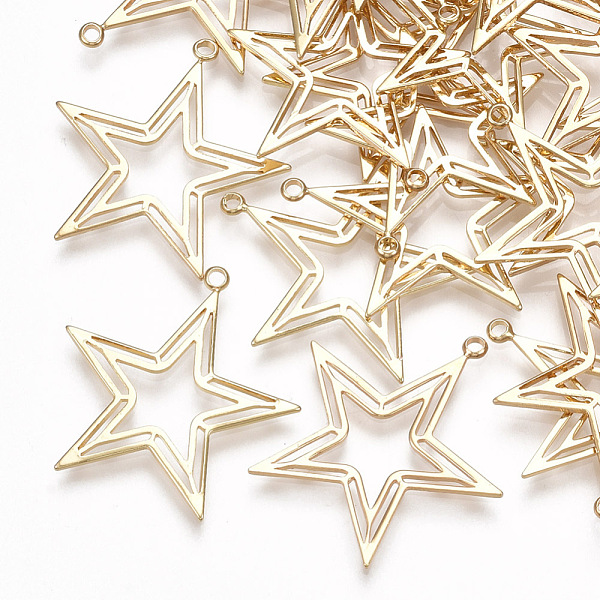 PandaHall Brass Pendants, Star, Real 18K Gold Plated, 25.5x24x1mm, Hole: 1.4mm Brass Star
PandaHall Brass Pendants, Star, Real 18K Gold Plated, 25.5x24x1mm, Hole: 1.4mm Brass Star