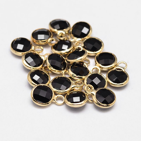 PandaHall Glass Flat Round Charm, with Golden Plated Brass Findings, Faceted, Black, 9x6x3mm, Hole: 2mm Brass+Glass Flat Round Black
PandaHall Glass Flat Round Charm, with Golden Plated Brass Findings, Faceted, Black, 9x6x3mm, Hole: 2mm Brass+Glass Flat Round Black