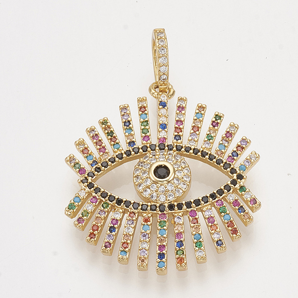 PandaHall Brass Cubic Zirconia Pendants, Eye, Colorful, Golden, 29.5x26.5x4mm, Hole: 6x4mm Brass+Cubic Zirconia Eye
PandaHall Brass Cubic Zirconia Pendants, Eye, Colorful, Golden, 29.5x26.5x4mm, Hole: 6x4mm Brass+Cubic Zirconia Eye