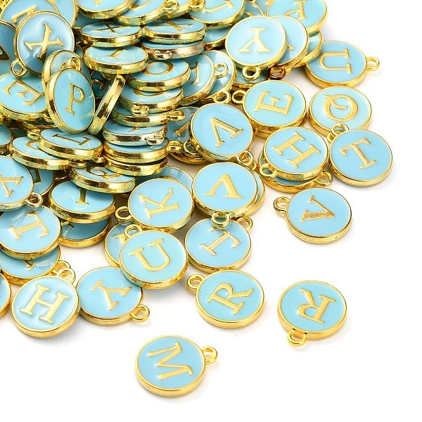 PandaHall Alloy Enamel Charms, Cadmium Free & Lead Free, Enamelled Sequins, Flat Round, Random Mixed Letters, Golden, Sky Blue, 14x12x2mm...
PandaHall Alloy Enamel Charms, Cadmium Free & Lead Free, Enamelled Sequins, Flat Round, Random Mixed Letters, Golden, Sky Blue, 14x12x2mm...