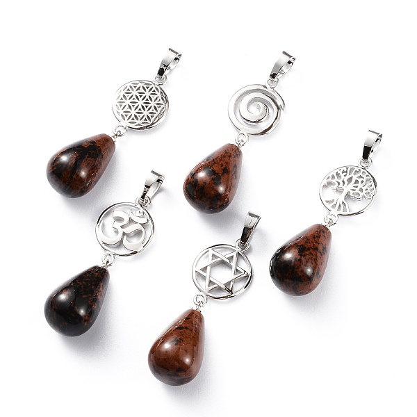 PandaHall Yoga Chakra Jewelry, Natural Mahogany Obsidian Pendants, with Platinum Plated Brass Findings, Teardrop & Votex/Om Symbol/Tree of...
PandaHall Yoga Chakra Jewelry, Natural Mahogany Obsidian Pendants, with Platinum Plated Brass Findings, Teardrop & Votex/Om Symbol/Tree of...