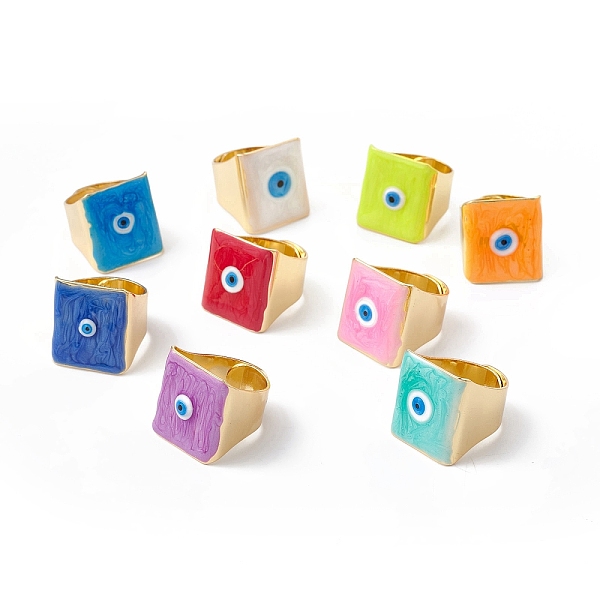 PandaHall Square Enamel with Evil Eye Wide Band Finger Rings, Real 18K Gold Plated Brass Adjustable Rings for Women Men, Mixed Color, 18.5mm..., Multicolor
PandaHall Square Enamel with Evil Eye Wide Band Finger Rings, Real 18K Gold Plated Brass Adjustable Rings for Women Men, Mixed Color, 18.5mm..., Multicolor