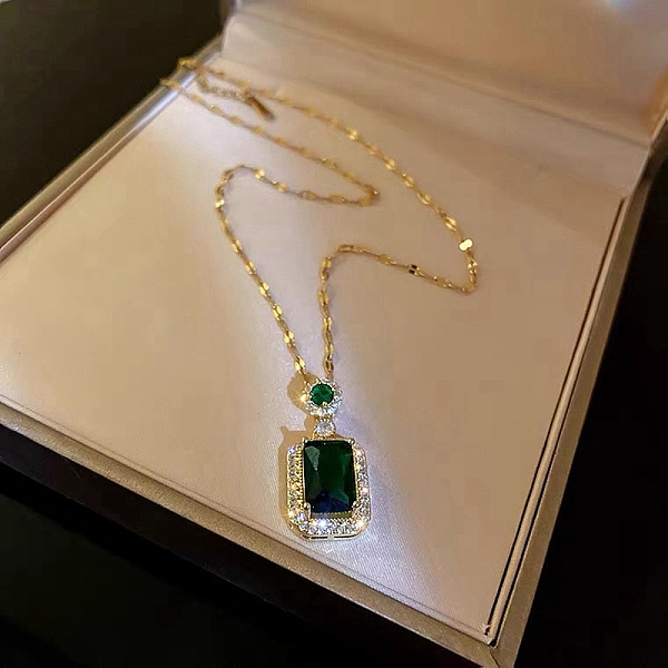 PandaHall Micro Pave Cubic Zirconia and Alloy Square Pendant Necklace, Titanium Steel Dapped Chain Necklaces, Green, 19.69 inch(50cm) Alloy...
PandaHall Micro Pave Cubic Zirconia and Alloy Square Pendant Necklace, Titanium Steel Dapped Chain Necklaces, Green, 19.69 inch(50cm) Alloy...