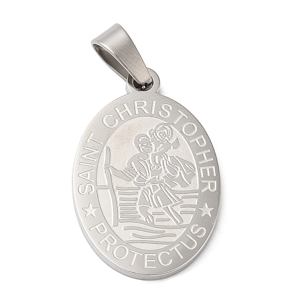 PandaHall 304 Stainless Steel Pendants, Oval with Saint Christopher Charm, Stainless Steel Color, 27x18x2mm, Hole: 7.5x4mm 304 Stainless...
PandaHall 304 Stainless Steel Pendants, Oval with Saint Christopher Charm, Stainless Steel Color, 27x18x2mm, Hole: 7.5x4mm 304 Stainless...
