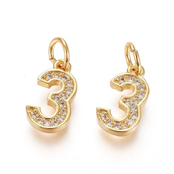 PandaHall Brass Micro Pave Clear Cubic Zirconia Charms, with Jump Ring, Number, Golden, Num.3, 12x7x2mm, Hole: 3mm Brass+Cubic Zirconia...
PandaHall Brass Micro Pave Clear Cubic Zirconia Charms, with Jump Ring, Number, Golden, Num.3, 12x7x2mm, Hole: 3mm Brass+Cubic Zirconia...