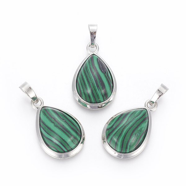 PandaHall Synthetic Malachite Pendants, with Brass Findings, teardrop, Platinum, 26x16~17x8~10mm, Hole: 8x5mm Malachite Teardrop
PandaHall Synthetic Malachite Pendants, with Brass Findings, teardrop, Platinum, 26x16~17x8~10mm, Hole: 8x5mm Malachite Teardrop
