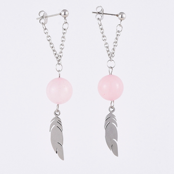 PandaHall Natural Rose Quartz Beads Dangle Ear Studs, with 304 Stainless Steel Ball Post & Pendants & Cable Chains & Ear Nuts, Wing, 68mm...
PandaHall Natural Rose Quartz Beads Dangle Ear Studs, with 304 Stainless Steel Ball Post & Pendants & Cable Chains & Ear Nuts, Wing, 68mm...