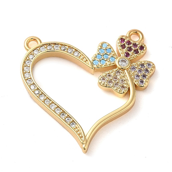 PandaHall Brass Micro Pave Colorful Cubic Zirconia Connector Charms, Heart with Clover, Real 18K Gold Plated, 23x24x2.5mm, Hole: 1.5mm...
PandaHall Brass Micro Pave Colorful Cubic Zirconia Connector Charms, Heart with Clover, Real 18K Gold Plated, 23x24x2.5mm, Hole: 1.5mm...