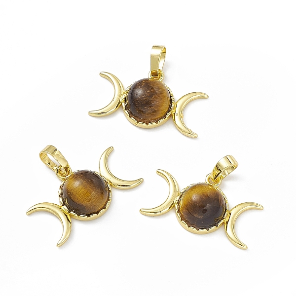 PandaHall Natural Tiger Eye Pendants, Triple Moon Charms, with Golden Tone Rack Plating Brass Findings, Cadmium Free & Lead Free, 15x26x7mm... 
PandaHall Natural Tiger Eye Pendants, Triple Moon Charms, with Golden Tone Rack Plating Brass Findings, Cadmium Free & Lead Free, 15x26x7mm...