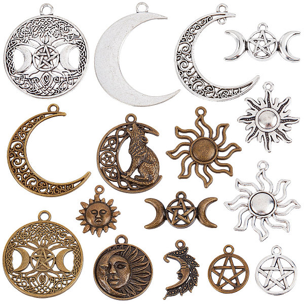 PandaHall SUNNYCLUE 1 Box 72Pcs Tibetan Style Sun Charms Bulk Crescent Moon Charm Triple Goddess Moon Wolf Hollow Pentagram Star Round Metal...
PandaHall SUNNYCLUE 1 Box 72Pcs Tibetan Style Sun Charms Bulk Crescent Moon Charm Triple Goddess Moon Wolf Hollow Pentagram Star Round Metal...