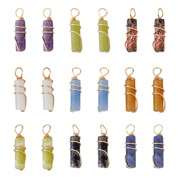 PandaHall SUPERFINDINGS 18Pcs 9 Styles Natural Gemstone Pendants, Column Charms, with Light Gold Tone Eco-Friendly Copper Wire Wrapped...
PandaHall SUPERFINDINGS 18Pcs 9 Styles Natural Gemstone Pendants, Column Charms, with Light Gold Tone Eco-Friendly Copper Wire Wrapped...