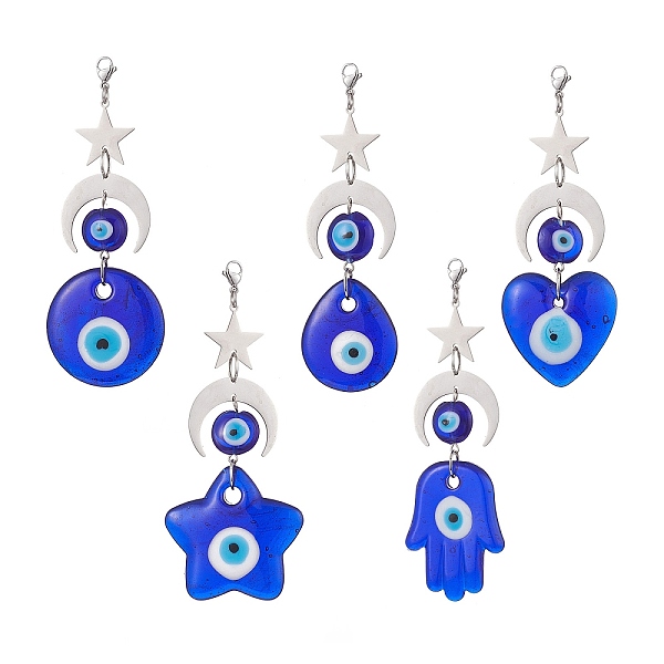 PandaHall Handmade Evil Eye Lampwork Pendants Decorations, 201 Stainless Steel Moon Star and Lobster Claw Clasps Charms, Star/Flat...
PandaHall Handmade Evil Eye Lampwork Pendants Decorations, 201 Stainless Steel Moon Star and Lobster Claw Clasps Charms, Star/Flat...