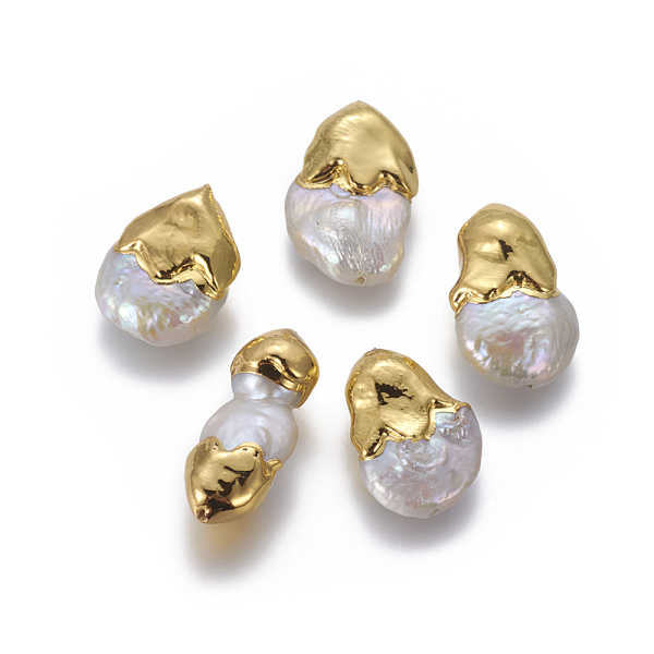 PandaHall Natural Cultured Freshwater Pearl Beads, with Brass Findings, Nuggets, White, Golden, 19~27x11~16x7~10mm, Hole: 0.7mm Pearl...
PandaHall Natural Cultured Freshwater Pearl Beads, with Brass Findings, Nuggets, White, Golden, 19~27x11~16x7~10mm, Hole: 0.7mm Pearl...