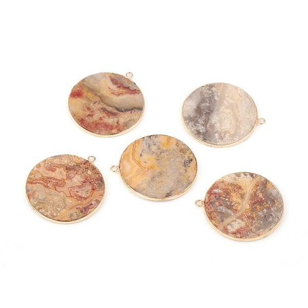 PandaHall Natural Crazy Agate Pendants, with Brass Findings, Flat Round, Golden, 32~34x28.5~31x2mm, Hole: 1.6mm Crazy Agate Flat Round
PandaHall Natural Crazy Agate Pendants, with Brass Findings, Flat Round, Golden, 32~34x28.5~31x2mm, Hole: 1.6mm Crazy Agate Flat Round