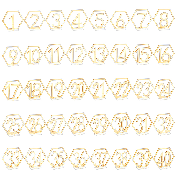 PandaHall 40 Pcs Acrylic Table Numbers, 1-40 Wedding Hexagon Table Numbers Reception Stands Seat Numbers with Holder Base for Wedding Party..., Gold
PandaHall 40 Pcs Acrylic Table Numbers, 1-40 Wedding Hexagon Table Numbers Reception Stands Seat Numbers with Holder Base for Wedding Party..., Gold