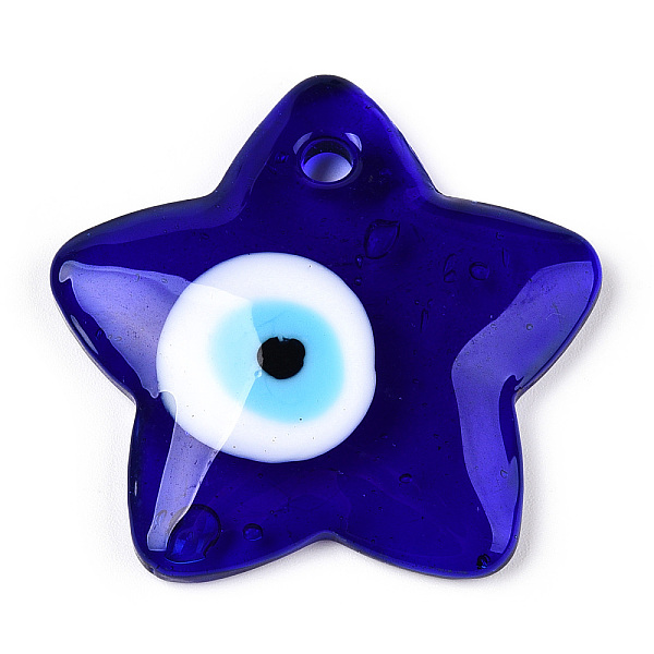 PandaHall Handmade Lampwork Pendants, Star with Evil Eye, Dark Blue, 38x38x5.5mm, Hole: 3.5mm Lampwork Star
PandaHall Handmade Lampwork Pendants, Star with Evil Eye, Dark Blue, 38x38x5.5mm, Hole: 3.5mm Lampwork Star