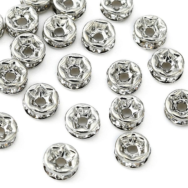 PandaHall Brass Rhinestone Spacer Beads, Grade A, Straight Flange, Rondelle, Platinum, Crystal, 4x2mm, Hole: 0.8mm Brass+Rhinestone Rondelle..., Clear
PandaHall Brass Rhinestone Spacer Beads, Grade A, Straight Flange, Rondelle, Platinum, Crystal, 4x2mm, Hole: 0.8mm Brass+Rhinestone Rondelle..., Clear