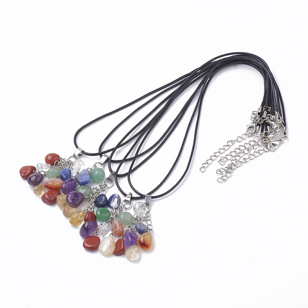 PandaHall Natural & Synthetic Mixed Stone Pendant Necklaces, with Leather Cord and Iron End Chain, Chakra Jewelry, 17.72 inch(450mm)x1.5mm...
PandaHall Natural & Synthetic Mixed Stone Pendant Necklaces, with Leather Cord and Iron End Chain, Chakra Jewelry, 17.72 inch(450mm)x1.5mm...