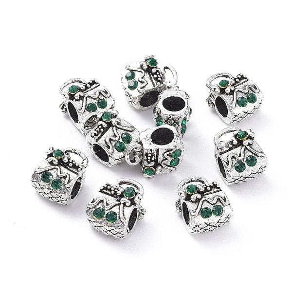 PandaHall Antique Silver Tone Alloy Rhinestone European Beads, Large Hole Beads, Lady Bag, Emerald, 14.8x11.4x8.7mm, Hole: 5mm..., Green
PandaHall Antique Silver Tone Alloy Rhinestone European Beads, Large Hole Beads, Lady Bag, Emerald, 14.8x11.4x8.7mm, Hole: 5mm..., Green