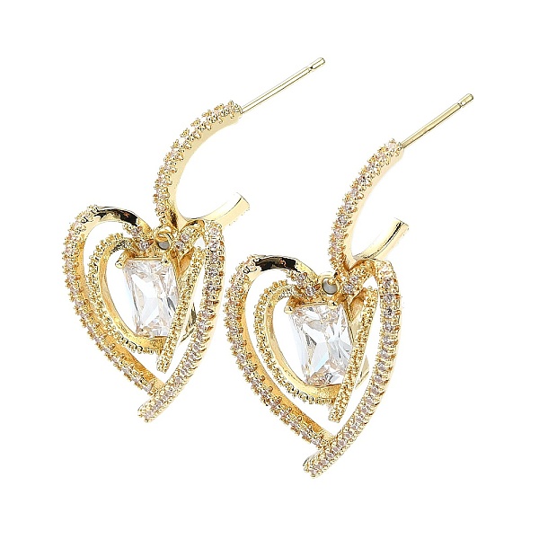 PandaHall Heart Brass Micro Pave Cubic Zirconia Stud Earrings, Half Hoop Earrings, Long-Lasting Plated, Golden, 29x13mm Cubic Zirconia Heart
PandaHall Heart Brass Micro Pave Cubic Zirconia Stud Earrings, Half Hoop Earrings, Long-Lasting Plated, Golden, 29x13mm Cubic Zirconia Heart