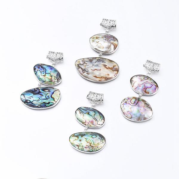 PandaHall Brass Abalone Shell Oval Big Pendants, with Scarf Bail Beads, 53~63x30~40x6.5mm, Hole: 7x3mm Paua Shell Oval
PandaHall Brass Abalone Shell Oval Big Pendants, with Scarf Bail Beads, 53~63x30~40x6.5mm, Hole: 7x3mm Paua Shell Oval