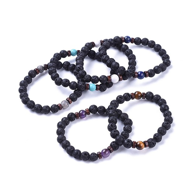 PandaHall Natural Lava Rock Bead Stretch Bracelets, with Gemstone Beads and Wood Beads, 2-1/8 inch(5.5cm) Mixed Stone
PandaHall Natural Lava Rock Bead Stretch Bracelets, with Gemstone Beads and Wood Beads, 2-1/8 inch(5.5cm) Mixed Stone