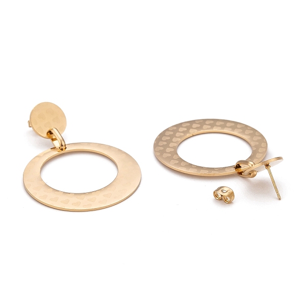 PandaHall 304 Stainless Steel Dangle Stud Earrings, with Ear Nuts, Laser Cut, Ring, Golden, 54mm, Pin: 0.8mm 304 Stainless Steel Ring
PandaHall 304 Stainless Steel Dangle Stud Earrings, with Ear Nuts, Laser Cut, Ring, Golden, 54mm, Pin: 0.8mm 304 Stainless Steel Ring