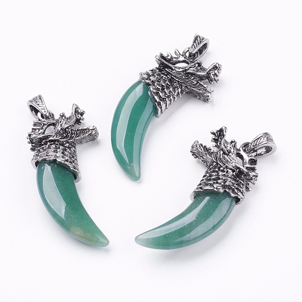 PandaHall Natural Green Aventurine Big Pendants, with Zinc Alloy Findings, Tusk Shape with Dragon, Antique Silver, Lead Free & Nickel Free...
PandaHall Natural Green Aventurine Big Pendants, with Zinc Alloy Findings, Tusk Shape with Dragon, Antique Silver, Lead Free & Nickel Free...