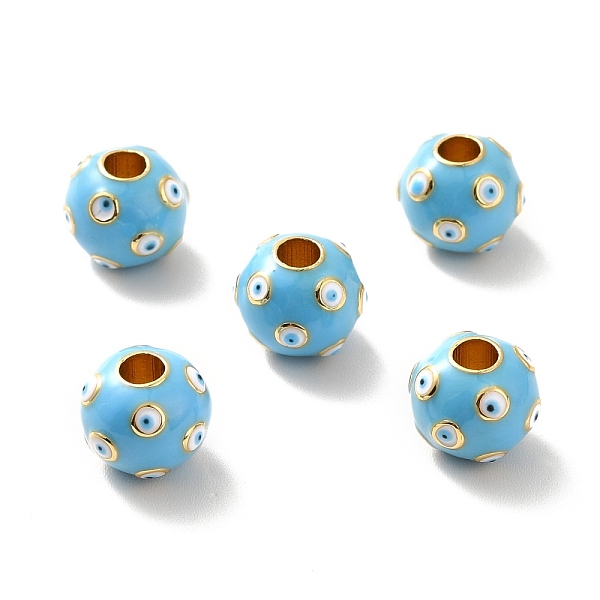PandaHall Rack Plating Brass Enamel Beads, Real 18K Gold Plated, Cadmium Free & Lead Free & Nickle Free, Round with Evil Eye, Sky Blue...
PandaHall Rack Plating Brass Enamel Beads, Real 18K Gold Plated, Cadmium Free & Lead Free & Nickle Free, Round with Evil Eye, Sky Blue...