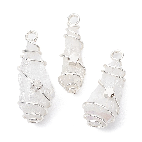 PandaHall Electroplated Natural Quartz Crystal Dyed Copper Wire Wrapped Pendants, Teardrop Charms with Brass Star, Silver Color Plated..., White
PandaHall Electroplated Natural Quartz Crystal Dyed Copper Wire Wrapped Pendants, Teardrop Charms with Brass Star, Silver Color Plated..., White