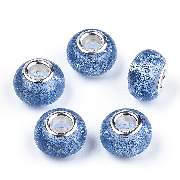 PandaHall Epoxy Resin European Beads, Large Hole Beads, with Glitter Powder and Platinum Tone Brass Double Cores, Rondelle, Dodger Blue...
PandaHall Epoxy Resin European Beads, Large Hole Beads, with Glitter Powder and Platinum Tone Brass Double Cores, Rondelle, Dodger Blue...