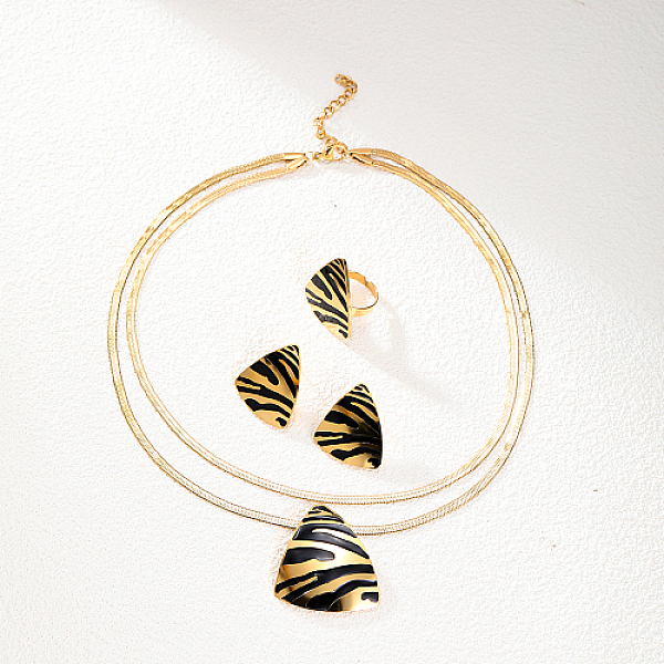 PandaHall Golden Stainless Steel Jewelry Set, Stu Earrings & Adjustable Ring & Herringbone Chains Double Layer Necklace, Triangle, 400mm...
PandaHall Golden Stainless Steel Jewelry Set, Stu Earrings & Adjustable Ring & Herringbone Chains Double Layer Necklace, Triangle, 400mm...