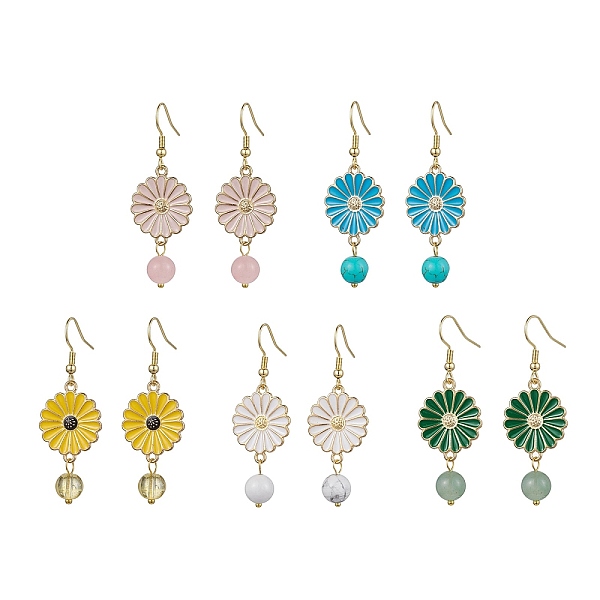PandaHall Daisy Flower Alloy Enamel Dangle Earrings, Natural & Synthetic Mixed Gemstone Drop Earrings, 51x18mm Mixed Stone Flower Multicolor
PandaHall Daisy Flower Alloy Enamel Dangle Earrings, Natural & Synthetic Mixed Gemstone Drop Earrings, 51x18mm Mixed Stone Flower Multicolor