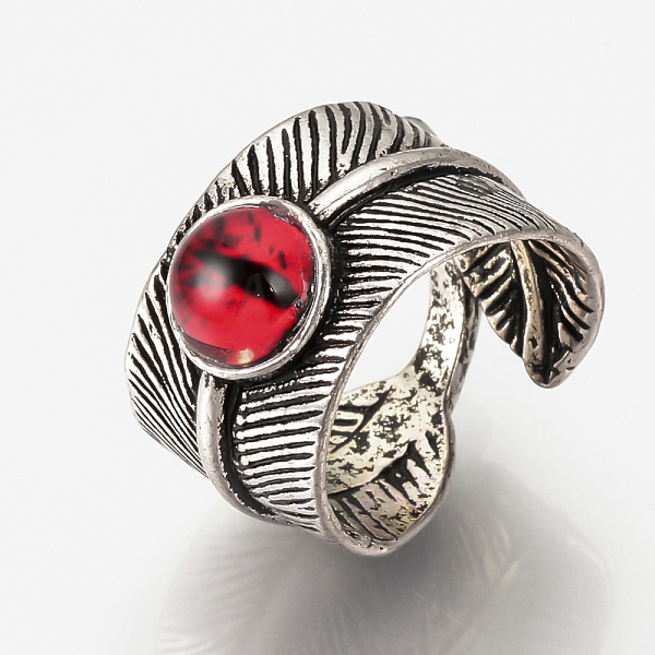 PandaHall Adjustable Alloy Cuff Finger Rings, with Glass Findings, Wide Band Rings, Feather with Dragon Eye, Red, Size 9, 19mm Alloy Red
PandaHall Adjustable Alloy Cuff Finger Rings, with Glass Findings, Wide Band Rings, Feather with Dragon Eye, Red, Size 9, 19mm Alloy Red