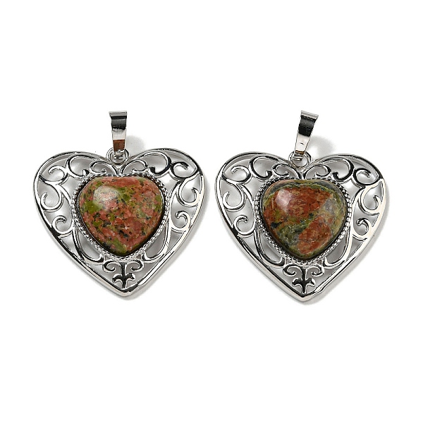 PandaHall Natural Unakite Peach Love Heart Pendants, Rack Plating Brass Hollow Heart Charms, Cadmium Free & Lead Free, 29.5x30.5x7.5mm, Hole...
PandaHall Natural Unakite Peach Love Heart Pendants, Rack Plating Brass Hollow Heart Charms, Cadmium Free & Lead Free, 29.5x30.5x7.5mm, Hole...