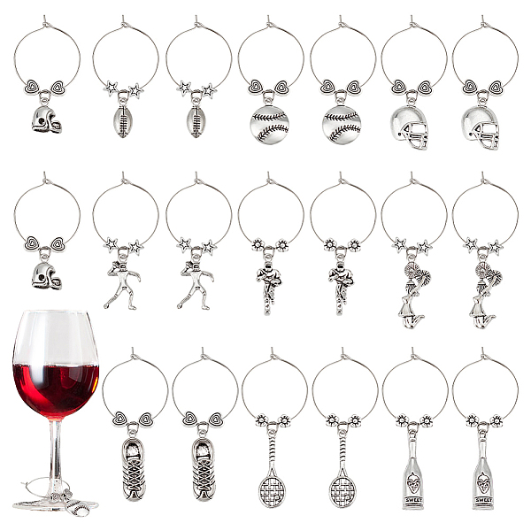 PandaHall Sports Theme Tibetan Style Alloy Wine Glass Charms, with Brass Hoop Earring Findings, Mixed Shapes, Antique Silver & Platinum...
PandaHall Sports Theme Tibetan Style Alloy Wine Glass Charms, with Brass Hoop Earring Findings, Mixed Shapes, Antique Silver & Platinum...
